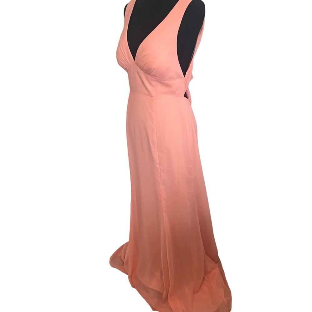NWT Azazie Long Bridesmaid Dress Chiffon Criss Cross Tie Cut Off Back 6 - Picture 7 of 11